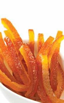 Orangenschalen-Stäbchen/-Streifen kandiert & abgetropft