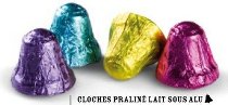 @ Pralinen-Glocken Sortiment milch (lose Ware) in Alu bunt