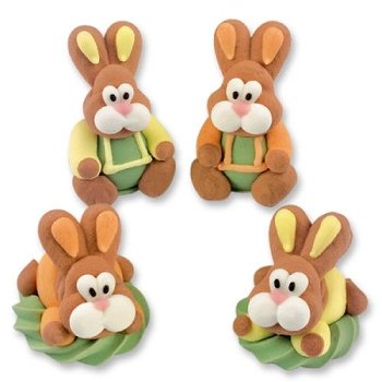 @ Zucker-Dekor Aufleger 3D Osterhasen, bunt (48 Stk)