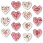 @ Zucker-Dekor Aufleger Herzen mit Motiven rosa,weiß sortiert (96Stk)