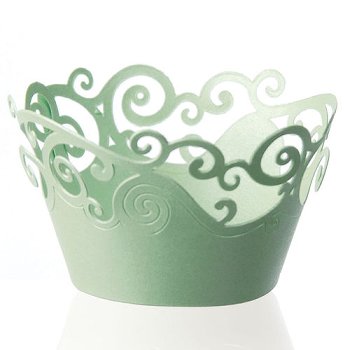@ Cupcake | Muffin Manschetten grün Design 'Kringel' 52/50 (12 Stk)