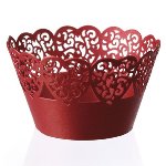 Cupcake | Muffin Manschetten rot Design Herzen 52/50 (12 Stk)