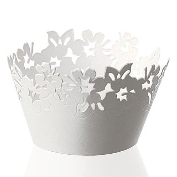 @ Cupcake | Muffin Manschetten weiß Design Blüten | Blumen (12 Stk)