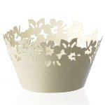 Cupcake | Muffin Manschetten creme | hellbeige Design Blüten | Blumen (12 Stk)