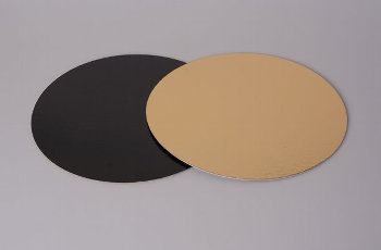 Papp-Tortenunterlagen | -Scheiben rund gold/schwarz 14cm (100 Stk)