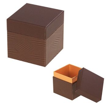 @ Pralinen- | Geschenk-Schachtel Würfel braun und Innenseite orange (ca. 350g)
