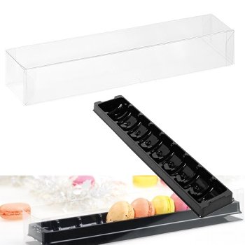 Macaron-Stange | -Schachtel 9-er rechteckig transparent 'Modern'