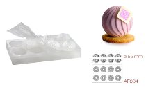 Silikon-Matte | -Form 8 Spheren | Kugeln gewellt | geriffelt (1/3GN =17,5x30cm)