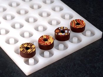 @ Silikon-Matte | Gießform Praline | Pralinengießform 40 runde Formen mit Loch | Ringe | Donuts