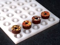 @ Silikon-Matte | Gießform Praline | Pralinengießform 40 runde Formen mit Loch | Donut 3-D