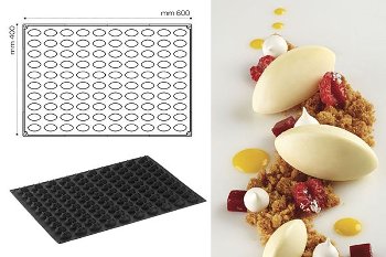 Silikon-Matte | -Form 100 ovale Formen | Nocken | Quenelle (60x40cm)