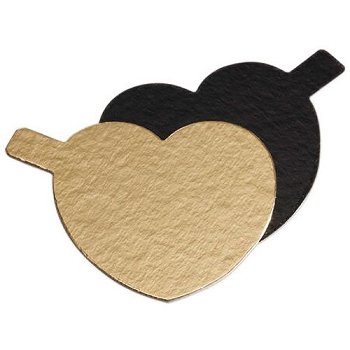 Patisserie-Unterlagen gold/schwarz Herz D8cm (200 Stk)