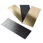 Papp-Tortenunterlagen | -Scheiben rechteckig gold/schwarz 29x10cm (50 Stk)