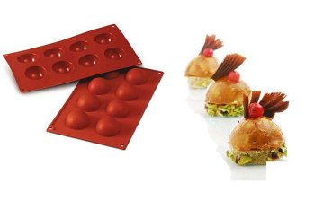 Silikon-Matte | -Form 8 runde Formen | Halbkugeln (1/3GN=17,5x30cm)