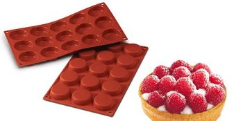 Silikon-Matte | -Form 15 Runde Formen | Flanformen (1/3 GN=17,5x30cm)