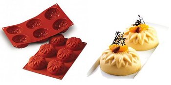 Silikon-Matte | -Form 6 runde Formen | Sonnenblumen (1/3 GN=17,5x30cm)