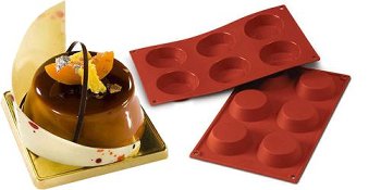@ Silikon-Matte | -Form 6 runde Formen | Törtchen | Tartelettes | Florentiner (1/3 GN=17,5x30cm)