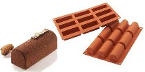 Silikon-Matte | -Form längliche Formen halbrund | Bûche| Weihnachtskuchen (1/3 GN=17,5x30cm)