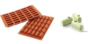 @ Silikon-Matte | - Form 30 längliche Formen halbrund Bûche | Nougats (1/3GN= 17,5x30cm)