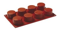 Silikon-Matte | -Form 8 runde Formen | Zylinder (1/3GN= 17,5x30cm)