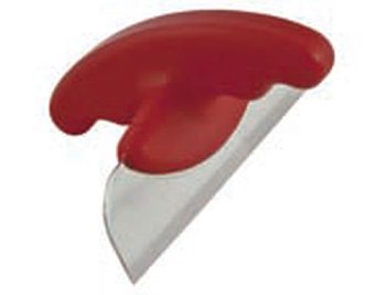 Backtischkratzer Stahl, roter Kunststoffgriff, ca. 12cm lang