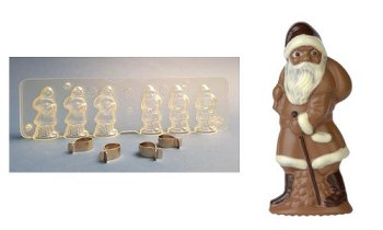 Gießform Praline | Pralinengießform 6 Weihnachtsmänner schreitend