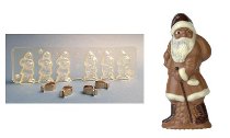 Gießform Praline | Pralinengießform 6 Weihnachtsmänner schreitend