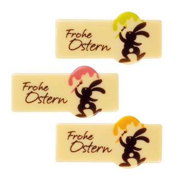@ Schoko-Dekor Aufleger 'Frohe Ostern' weiße Schokolade (72Stk)
