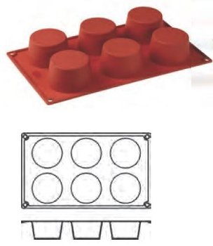 @ Silikon-Matte | -Form 6 Muffins | Cup Cakes (1/3GN= 17,5x30cm)