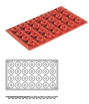 Silikon-Matte | -Form 28 Mini Savarins rund (1/3 GN=17,5x30cm)