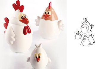 @ Gießform Hühnerfamilie 'Chicken Family' (10 Teile für 3 Stk)