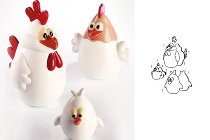 @ Gießform Hühnerfamilie 'Chicken Family' (10 Teile für 3 Stk)