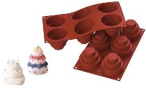 @ Silikon-Matte | -Form 6 runde Formen Mini Kuchen | Törtchen (1/3 GN=17,5x30cm)