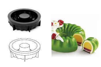 @ Silikon-Matte | -Form | Einzel- | Kuchenform rund mit Relief & Loch 'Royal'