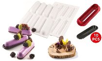 @ Silikon-Matte | -Form 8 längliche Formen | Rollen | 'Eclairs'