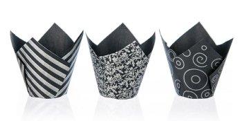 Cupcake | Muffin | Wraps Trennpapier | Backpapier schwarz/silber 'Vogue' (200 Stk)