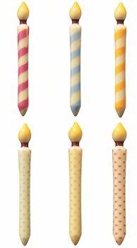 Schoko-Dekor Aufleger weiß Kerzen bunt (152 Stk)