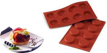 @ Silikon-Matte 8 runde Formen | Törtchen | Tartelettes | Florentiner (1/3GN= 17,5x30cm)