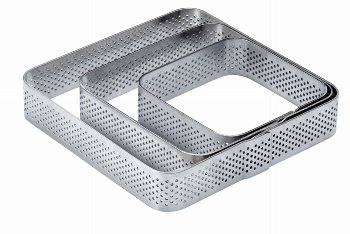 Torten- | Tartes- | Dessert-Ring Quadrat | Viereck mikrogelocht 85/85/20