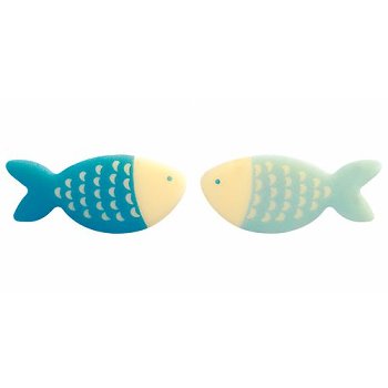 @ Schoko-Dekor Aufleger weiß Fische blau (200 Stk)
