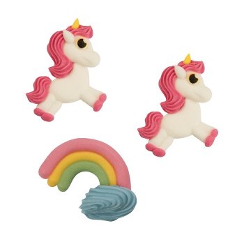 @ Zucker-Dekor Aufleger Set 'Einhorn', flach, sortiert (72Stk)