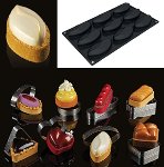 @ Silikon-Matte | -Form 9 ovale Formen | Eclairformen spitz 'Shell' (30x17,5cm)