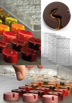 @ Gießform Praline | Pralinengießform 18 runde Formen mit Relief 'Abyss'