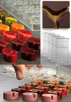 Gießform Praline | Pralinengießform 18 quadratische | viereckige Formen mit Relief 'Abyss'