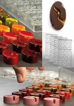 Gießform Praline | Pralinengießform 18 ovale Formen mit Relief 'Abyss'