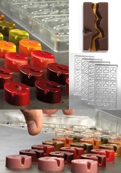 @ Gießform Praline | Pralinengießform 18 rechteckige Formen mit Relief 'Abyss'