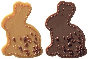 @ Schoko-Dekor Aufleger milch und karamellisiert weiß Hasen mit Relief (180 Stk)