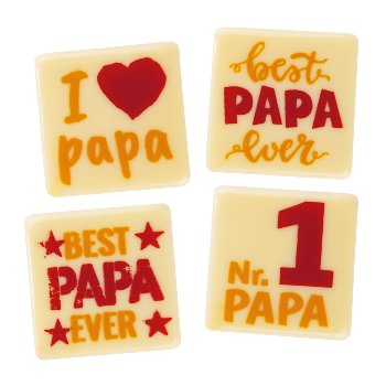 @ Schoko-Dekor Aufleger Quadrate "Papa" , weiße Schokolade sortiert (70 Stk)