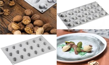 Silikon-Matte | -Form 18 Walnuss-Formen | Walnüsse 'Nutshell' (30x17,5cm)