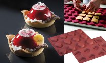 Silikon-Backmatte | -Form gelocht antihaft, 12 Runde Formen medium 'Rotondo' (30x40cm)